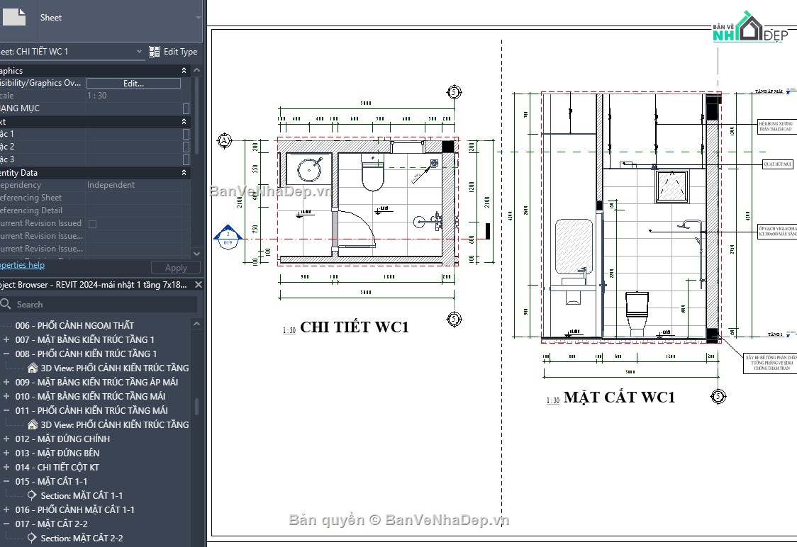 revit mẫu nhà 1 tầng,revit nhà vườn,revit full,revit mái nhật,revit nhà đẹp
