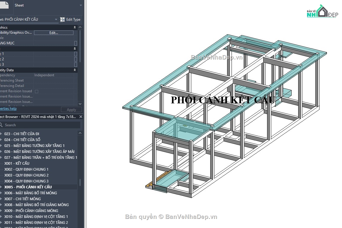 revit mẫu nhà 1 tầng,revit nhà vườn,revit full,revit mái nhật,revit nhà đẹp