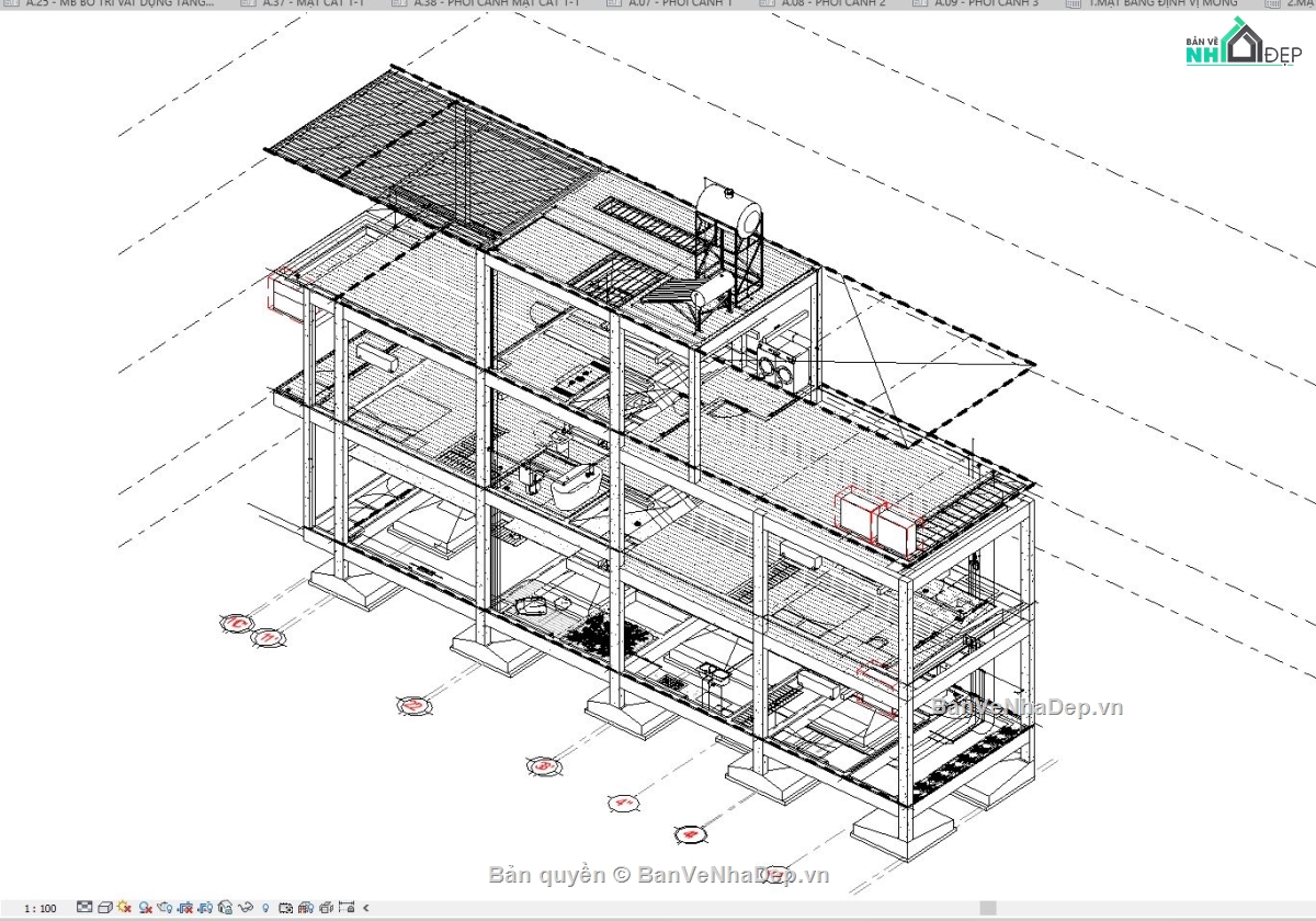 kiến trúc nhà 3 tầng,revit nhà 3 tầng,revit mẫu nhà phố,revit nhà phố,revit nhà phố full