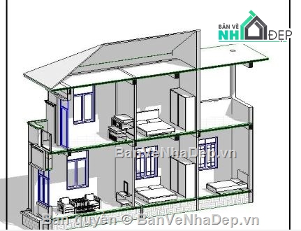 Biệt thự,biệt thự 2 tầng,revit biệt thự 2 tầng,file revit biệt thự 2 tầng