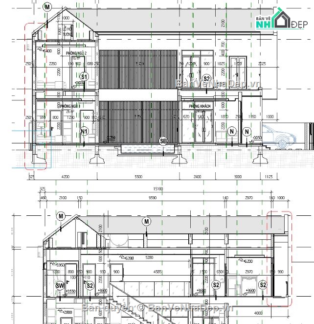 biệt thự 2 tầng,revit biệt thự 2 tầng,biệt thự 2 tầng file revit,file revit biệt thự 2 tầng