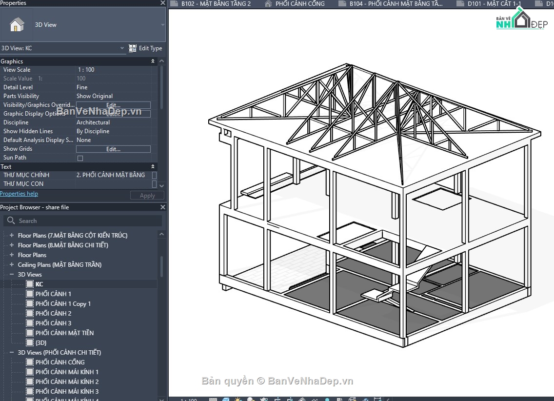 revit biệt thự,revit biệt thự 2 tầng,revit biệt thự hiện đại,mẫu revit đẹp,revit,mẫu biệt thự
