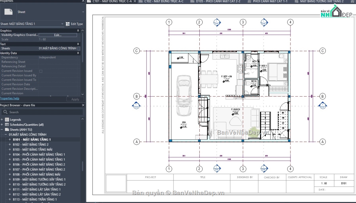 revit biệt thự,revit biệt thự 2 tầng,revit biệt thự hiện đại,mẫu revit đẹp,revit,mẫu biệt thự