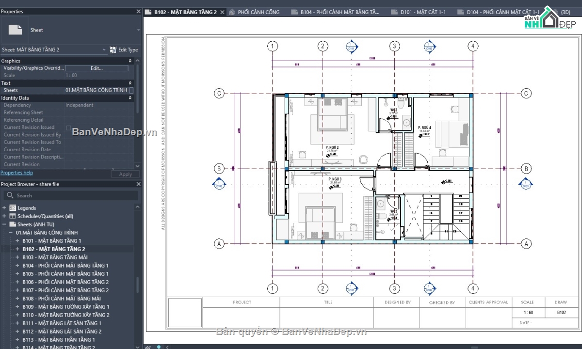 revit biệt thự,revit biệt thự 2 tầng,revit biệt thự hiện đại,mẫu revit đẹp,revit,mẫu biệt thự