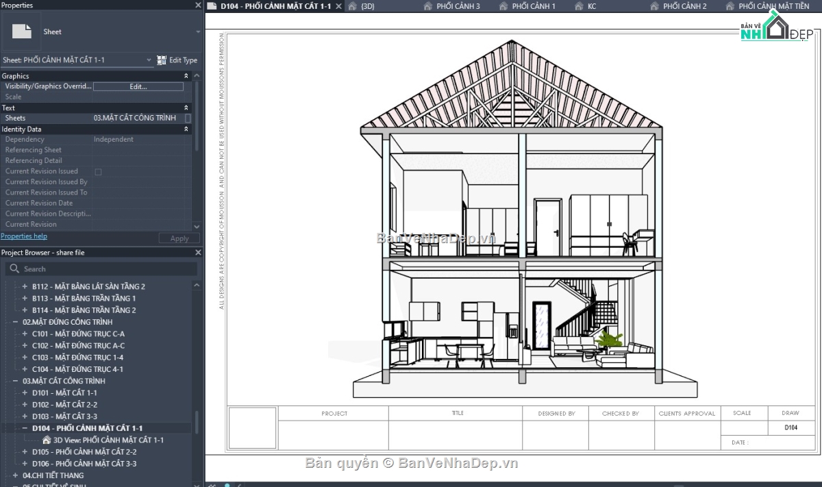 revit biệt thự,revit biệt thự 2 tầng,revit biệt thự hiện đại,mẫu revit đẹp,revit,mẫu biệt thự