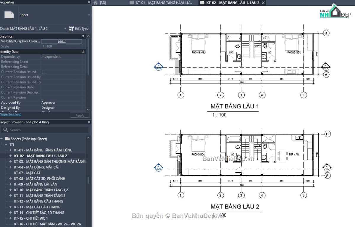 revit nhà 3 tầng,file revit nhà phố 3 tầng 1 tum,nhà phố 3 tầng 1 tum revit