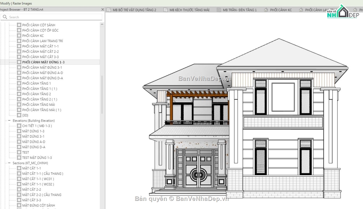 revit biệt thự 2 tầng,biệt thự 2 tầng,biệt thự 2 tầng revit