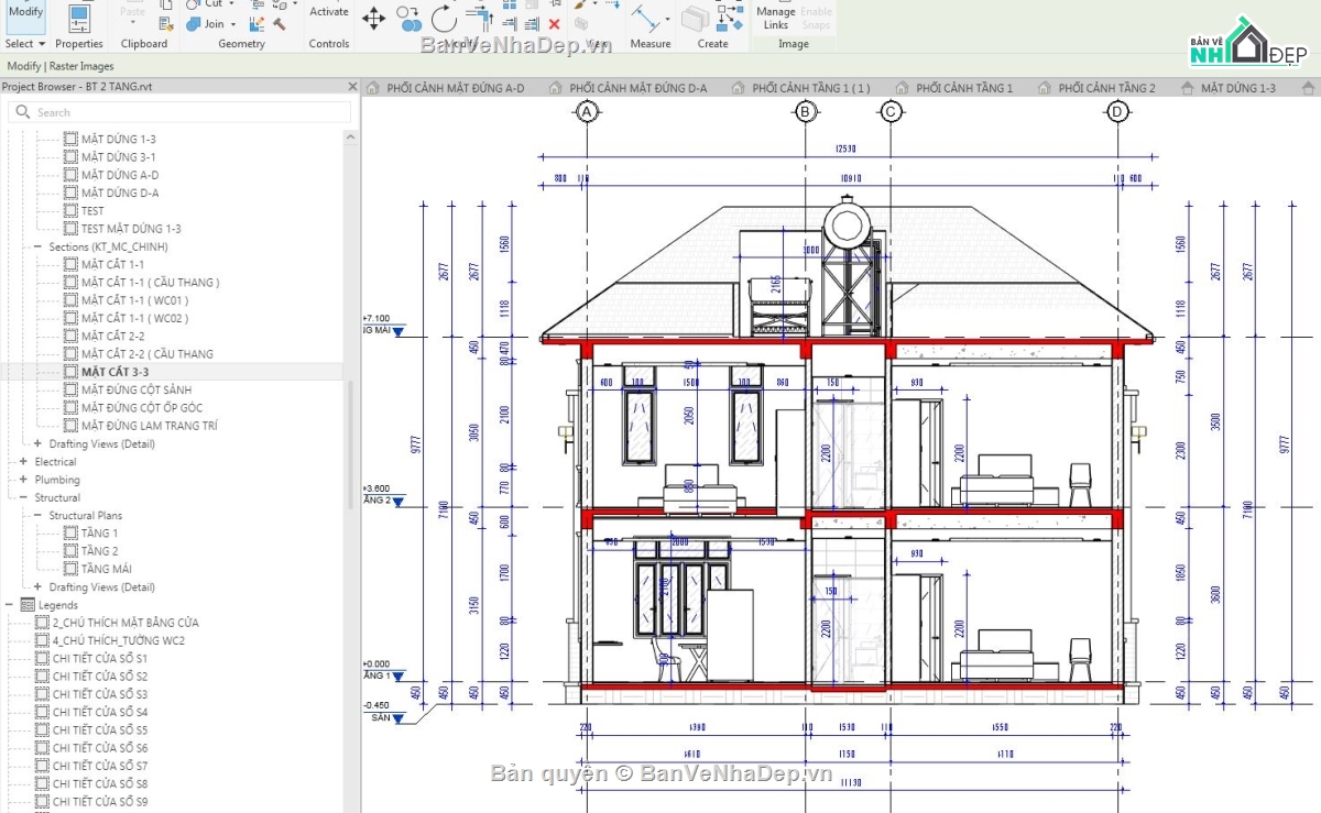 revit biệt thự 2 tầng,biệt thự 2 tầng,biệt thự 2 tầng revit