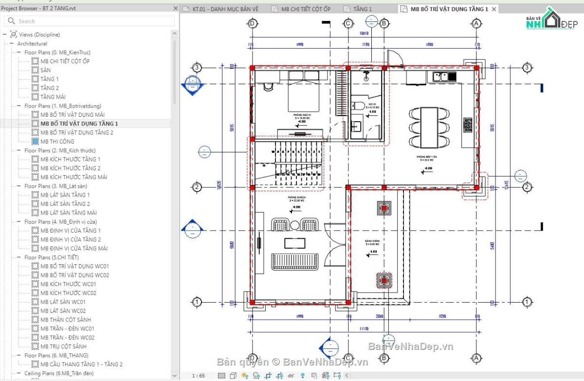 revit biệt thự 2 tầng,biệt thự 2 tầng,biệt thự 2 tầng revit