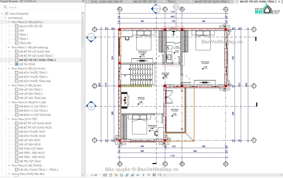 revit biệt thự 2 tầng,biệt thự 2 tầng,biệt thự 2 tầng revit