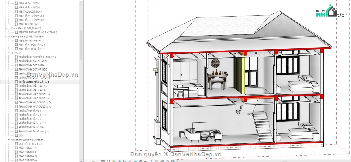 revit biệt thự 2 tầng,biệt thự 2 tầng,biệt thự 2 tầng revit