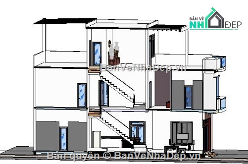 biệt thự 3 tầng,revit biệt thự 3 tầng,biệt thự 3 tầng file revit