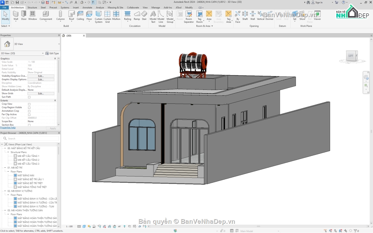 Nhà cấp 4,revit nhà cấp 4,nhà cấp 4 revit