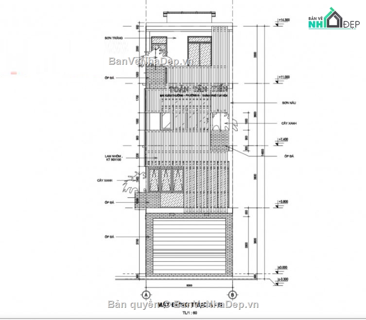 nhà phố 2 mặt tiền,kiến trúc nhà phố,bản vẽ nhà phố