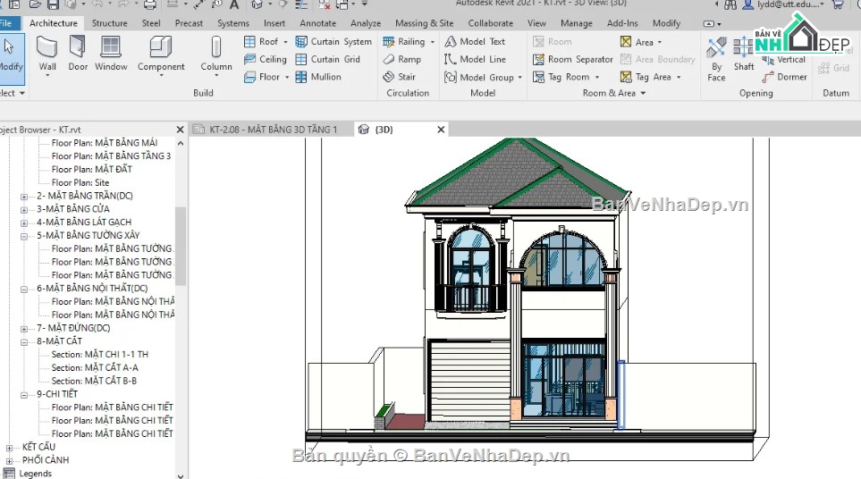 nhà phố 2 tầng,revit nhà phố 2 tầng,file revit nhà phố 2 tầng