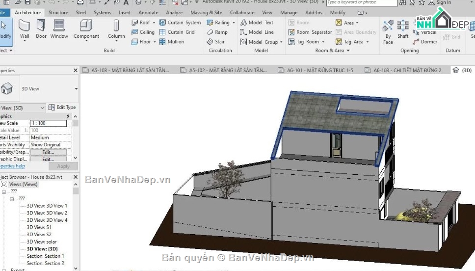 nhà phố 3 tầng,file revit nhà phố 3 tầng,revit nhà phố 3 tầng