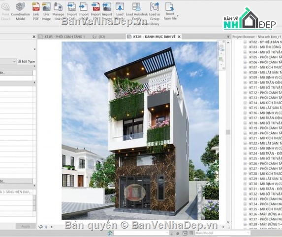 nhà phố 3 tầng,revit nhà phố 3 tầng,file revit nhà phố 3 tầng