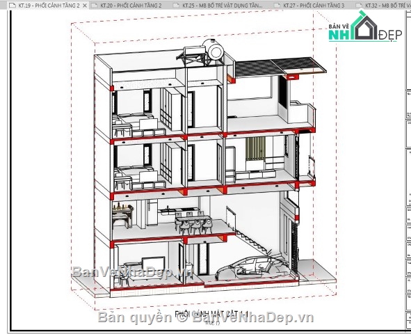 nhà phố 3 tầng,revit nhà phố 3 tầng,file revit nhà phố 3 tầng