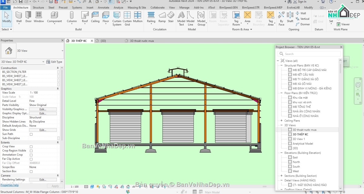 revit,nhà xưởng,File cad nhà xưởng