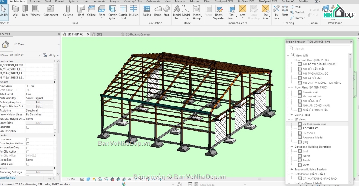 revit,nhà xưởng,File cad nhà xưởng