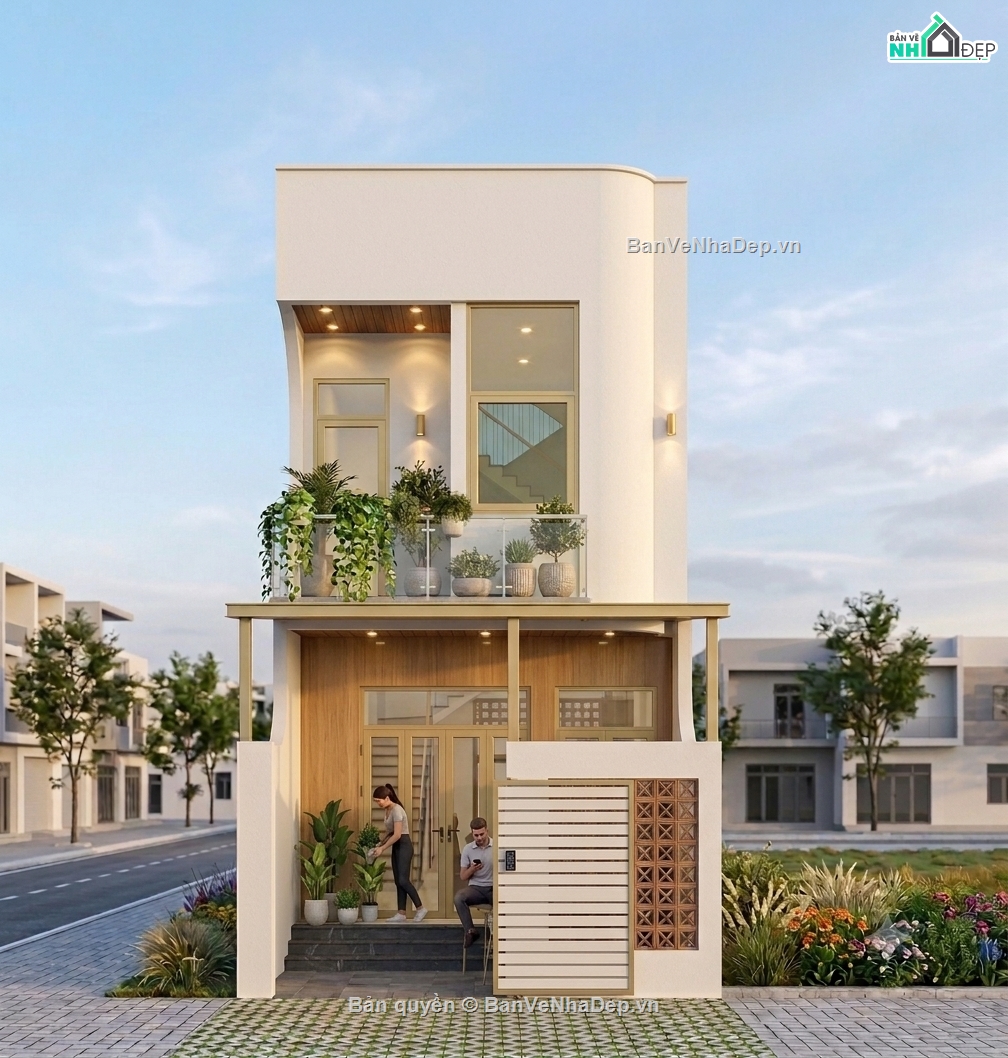 Mẫu nhà phố,kiến trúc 2 tầng,nhà phố 2 tầng đẹp,nhà phố 4.5mx21m,nhà đẹp 3d