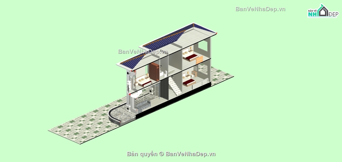 Biệt thự tân cổ điển,Biệt thự Revit,revit