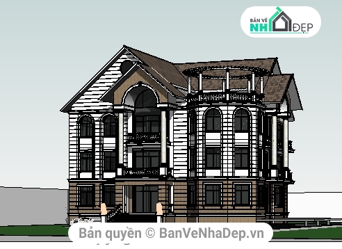 Biệt thự 4 tầng revit,Bản vẽ BT 4 tầng,revit thiết kế biệt thự 4 tầng,thiết kế biệt thự revit 4 tầng