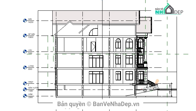 Biệt thự 4 tầng revit,Bản vẽ BT 4 tầng,revit thiết kế biệt thự 4 tầng,thiết kế biệt thự revit 4 tầng