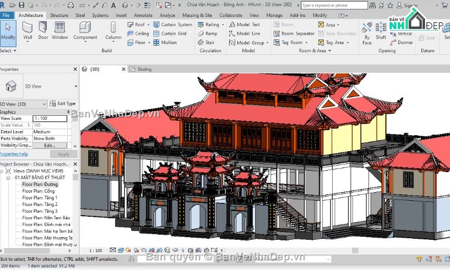 bản vẽ revit,bản vẽ chùa vẽ,bản vẽ chùa,bản vẽ revit chùa,revit chùa