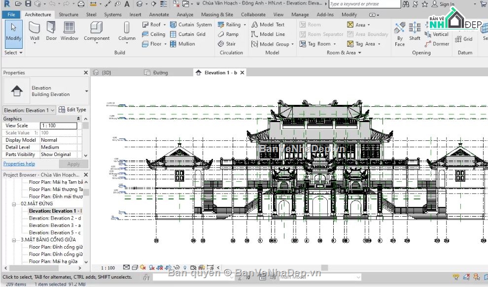 bản vẽ revit,bản vẽ chùa vẽ,bản vẽ chùa,bản vẽ revit chùa,revit chùa