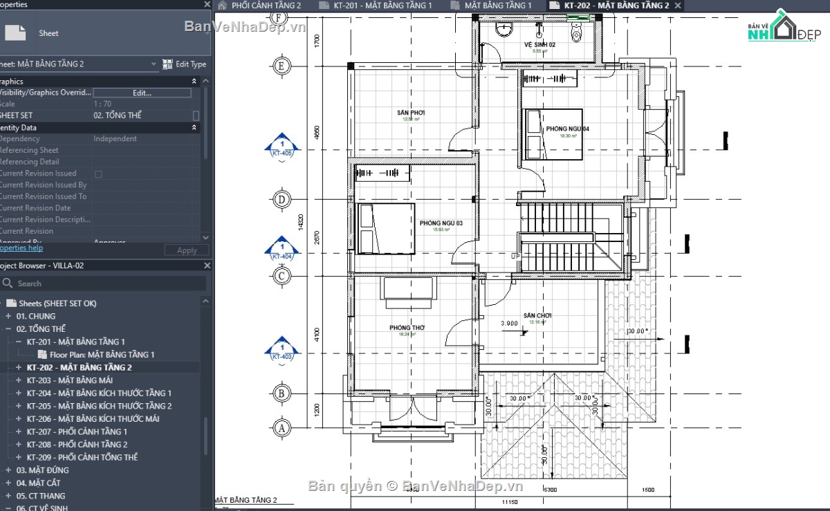 revit biệt thự,revit biệt thự 2 tầng,revit biệt thự mái nhật,revit mẫu,revit tham khảo,kiến trúc biệt thự 2 tầng