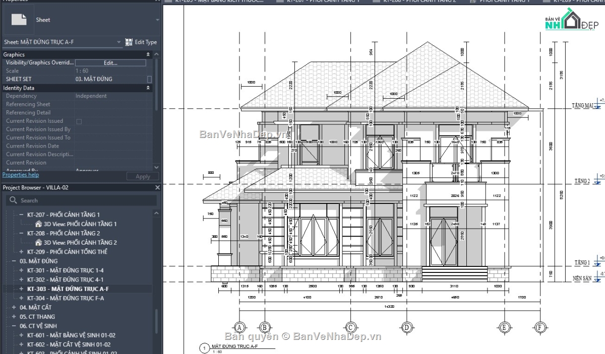 revit biệt thự,revit biệt thự 2 tầng,revit biệt thự mái nhật,revit mẫu,revit tham khảo,kiến trúc biệt thự 2 tầng