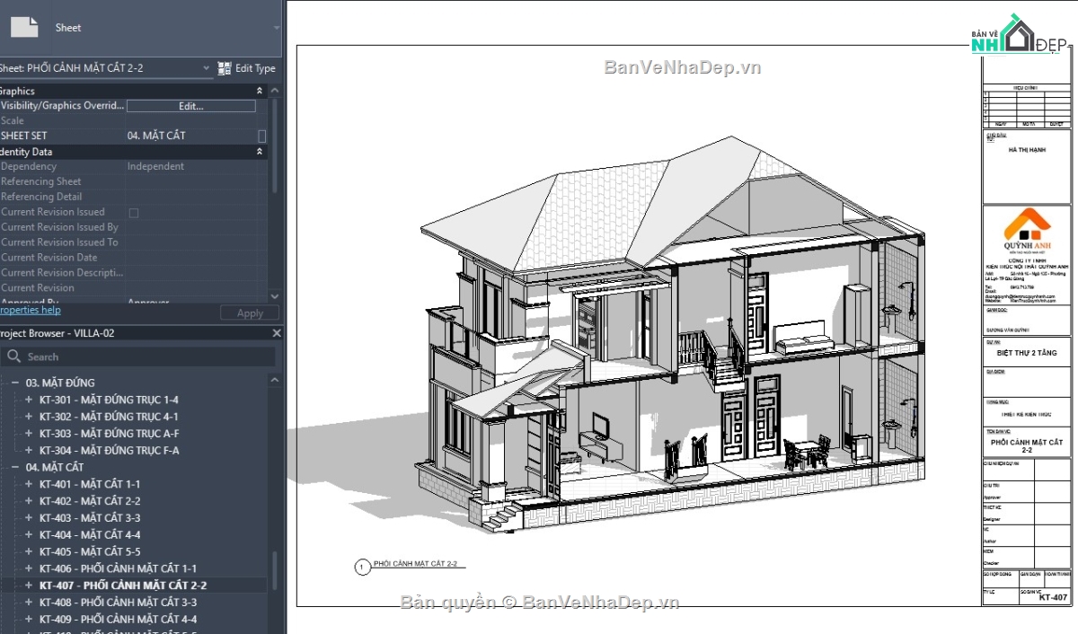 revit biệt thự,revit biệt thự 2 tầng,revit biệt thự mái nhật,revit mẫu,revit tham khảo,kiến trúc biệt thự 2 tầng