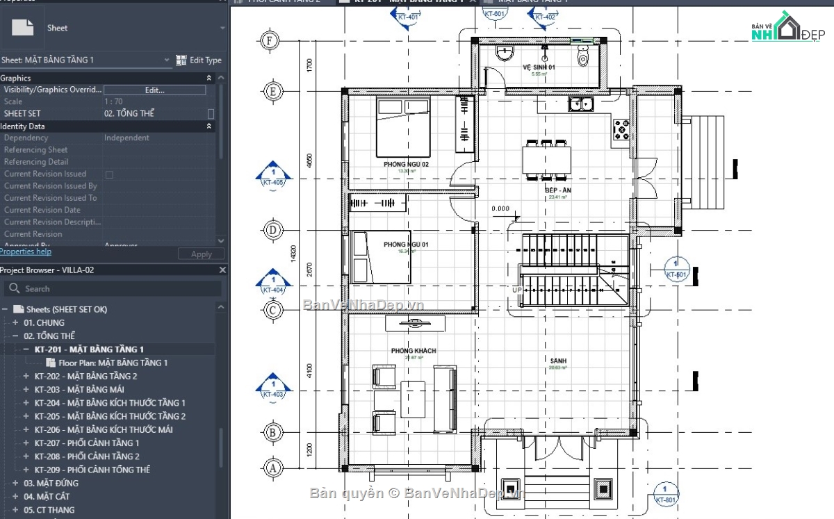revit biệt thự,revit biệt thự 2 tầng,revit biệt thự mái nhật,revit mẫu,revit tham khảo,kiến trúc biệt thự 2 tầng
