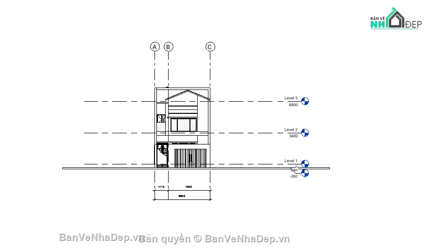 Mẫu nhà gác lửng,nhà gác lửng,kiến trúc nhà phố,file revit nhà gác lửng