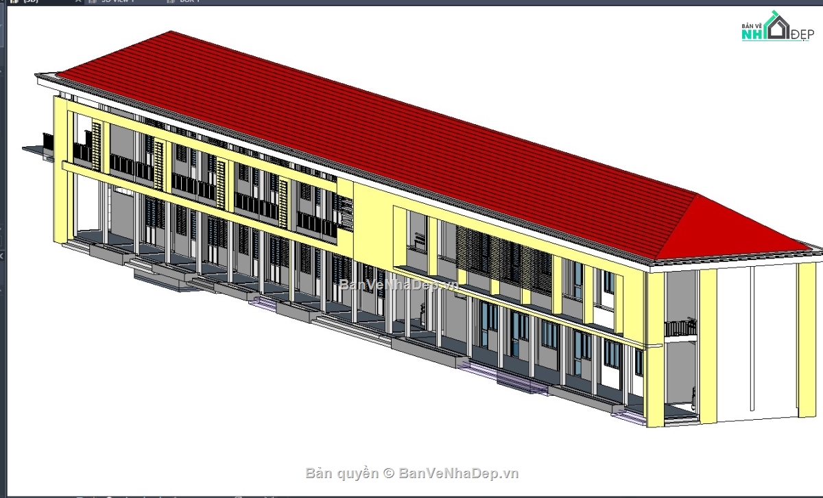 revit trường học,revit trường học 2 tầng,file revit trường học,revit kiến trúc trường học,trường học 2 tầng