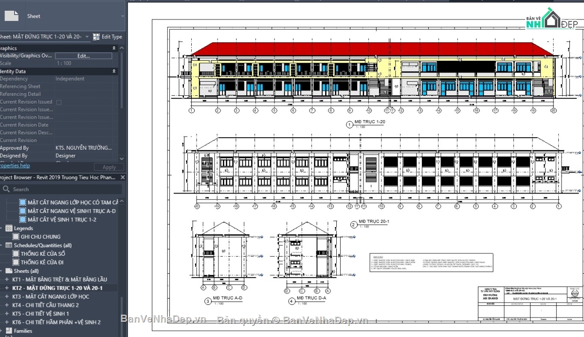 revit trường học,revit trường học 2 tầng,file revit trường học,revit kiến trúc trường học,trường học 2 tầng