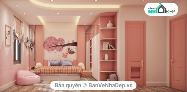 Model Sketchup Phòng ngủ,Model phòng ngủ,phòng ngủ cho trẻ nhỏ,Thiết kế phòng ngủ cho trẻ nhỏ,mẫu phòng ngủ cho bé gái,mẫu phòng ngủ màu hồng