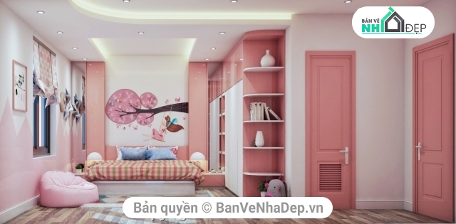 Model Sketchup Phòng ngủ,Model phòng ngủ,phòng ngủ cho trẻ nhỏ,Thiết kế phòng ngủ cho trẻ nhỏ,mẫu phòng ngủ cho bé gái,mẫu phòng ngủ màu hồng
