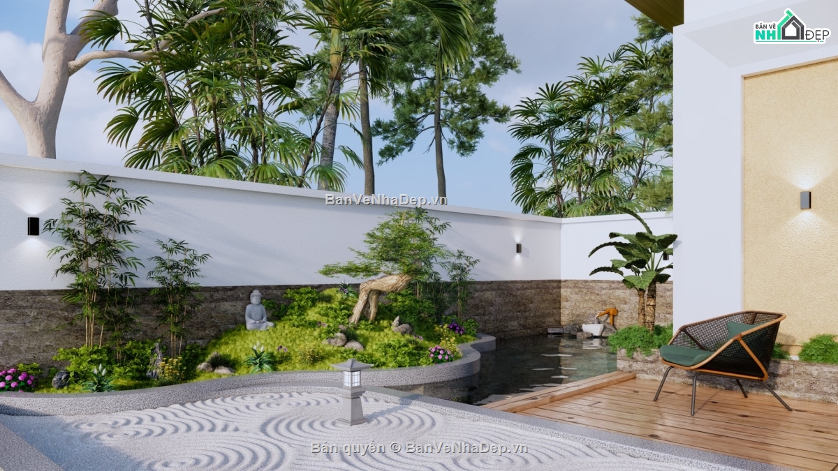 ngoại thất sân vườn,File sketchup ngoại thất,File Sketchup sân vườn,sketchup ngoại thất