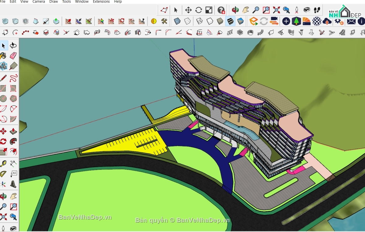 đồ án khách sạn,File sketchup khách sạn,autocad khách sạn