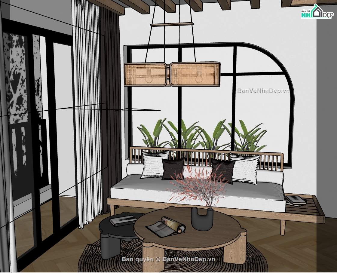 sketchup nội thất phòng khách,thiết kế phòng khách file sketchup,phòng khách đẹp dựng model su,nội thất phòng khách hiện đại