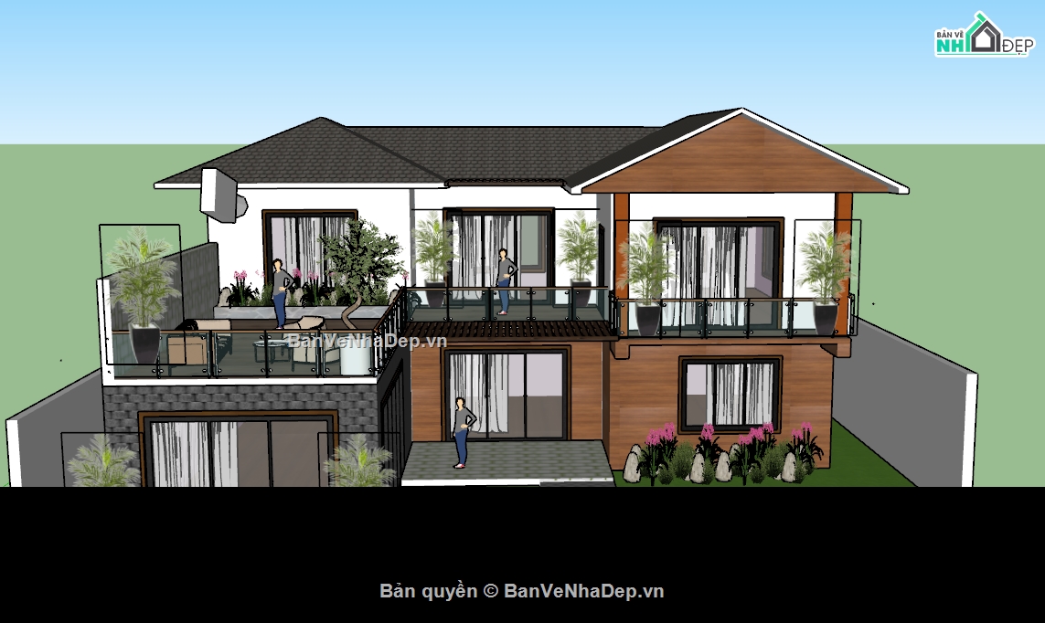 biệt thự,model biệt thự,biệt thự 2 tầng