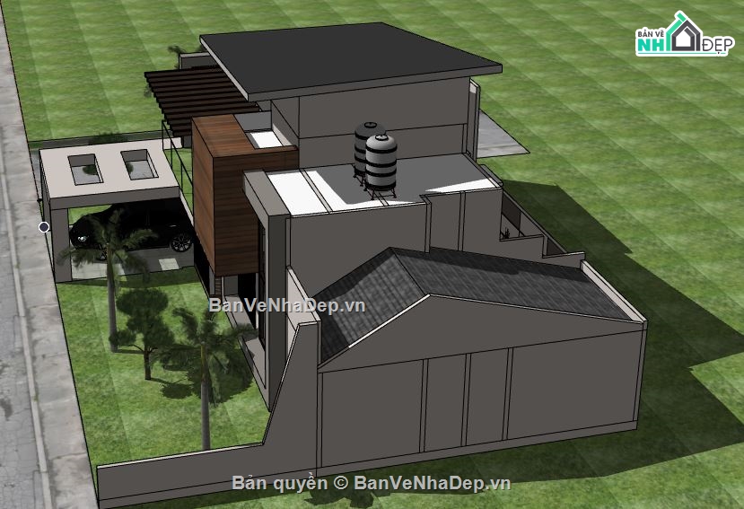 Biệt thự 2 tầng,file su biệt thự 2 tầng,model su biệt thự 2 tầng,biệt thự 2 tầng file sketchup