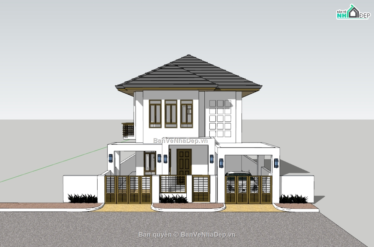 biệt thự,biệt thự 2 tầng,model biệt thự