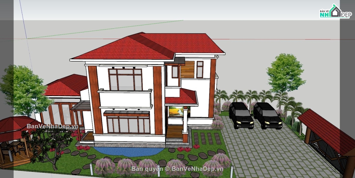 File sketchup biệt thự 2 tầng,Sketchup biệt thự 2 tầng,biệt thự 2 tầng sketchup,3D biệt thự 2 tầng sketchup,Model su biệt thự 2 tầng