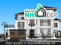 biệt thự sketchup,File biệt thự sketchup,biệt thự indochine