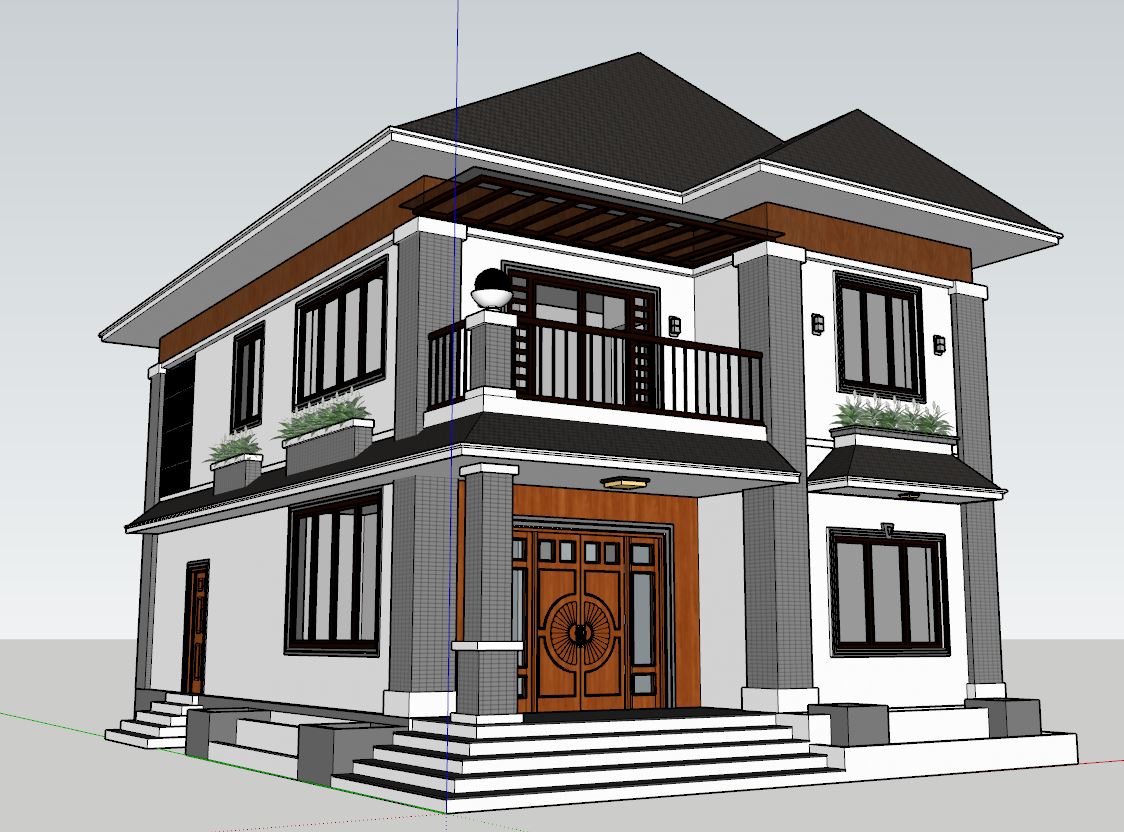 File sketchup biệt thự 1 tầng,Model sketchup biệt thự 1 tầng,Bản vẽ sketchup biệt thự 1 tầng,Mode su biệt thự 1 tầng