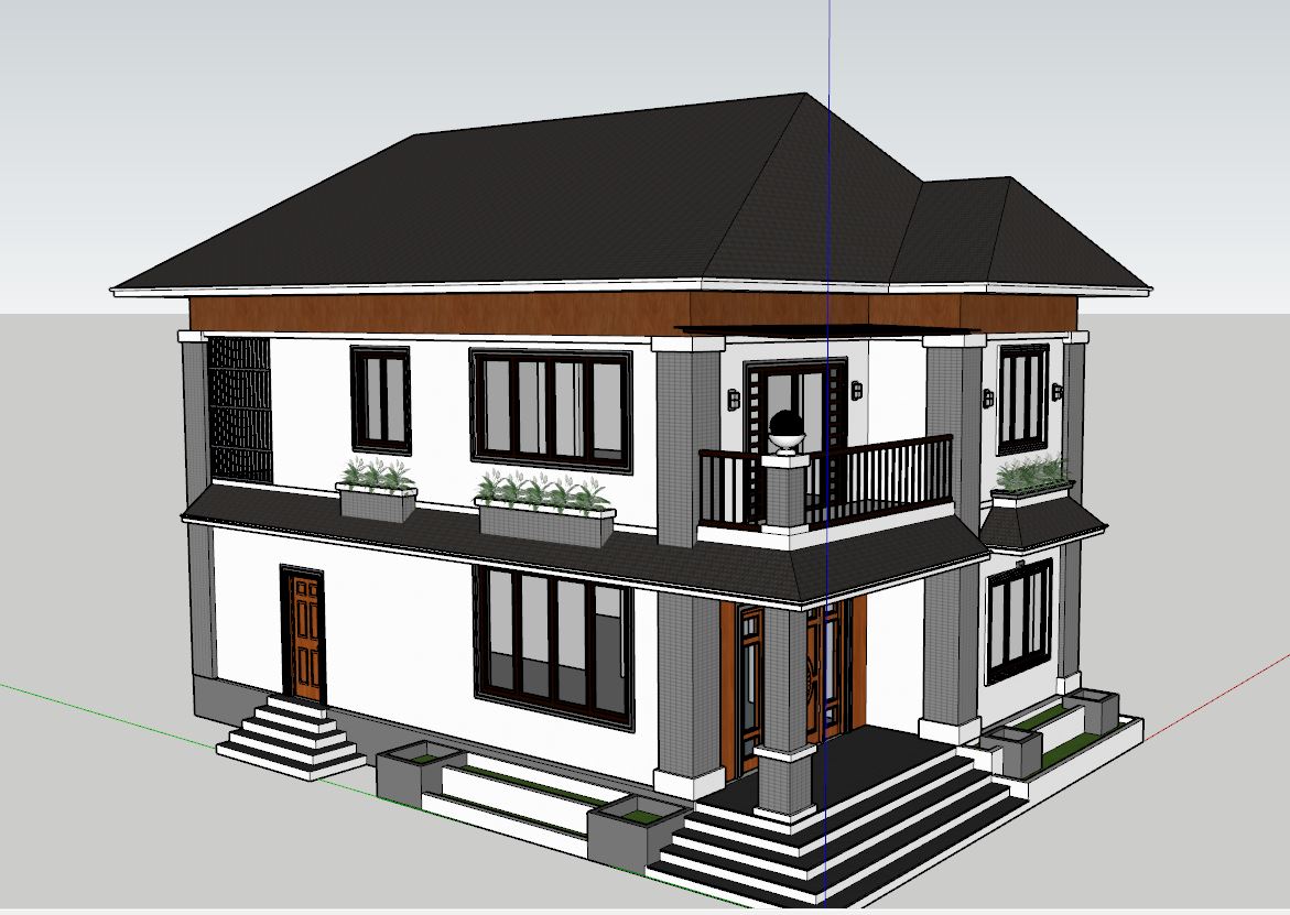 File sketchup biệt thự 1 tầng,Model sketchup biệt thự 1 tầng,Bản vẽ sketchup biệt thự 1 tầng,Mode su biệt thự 1 tầng