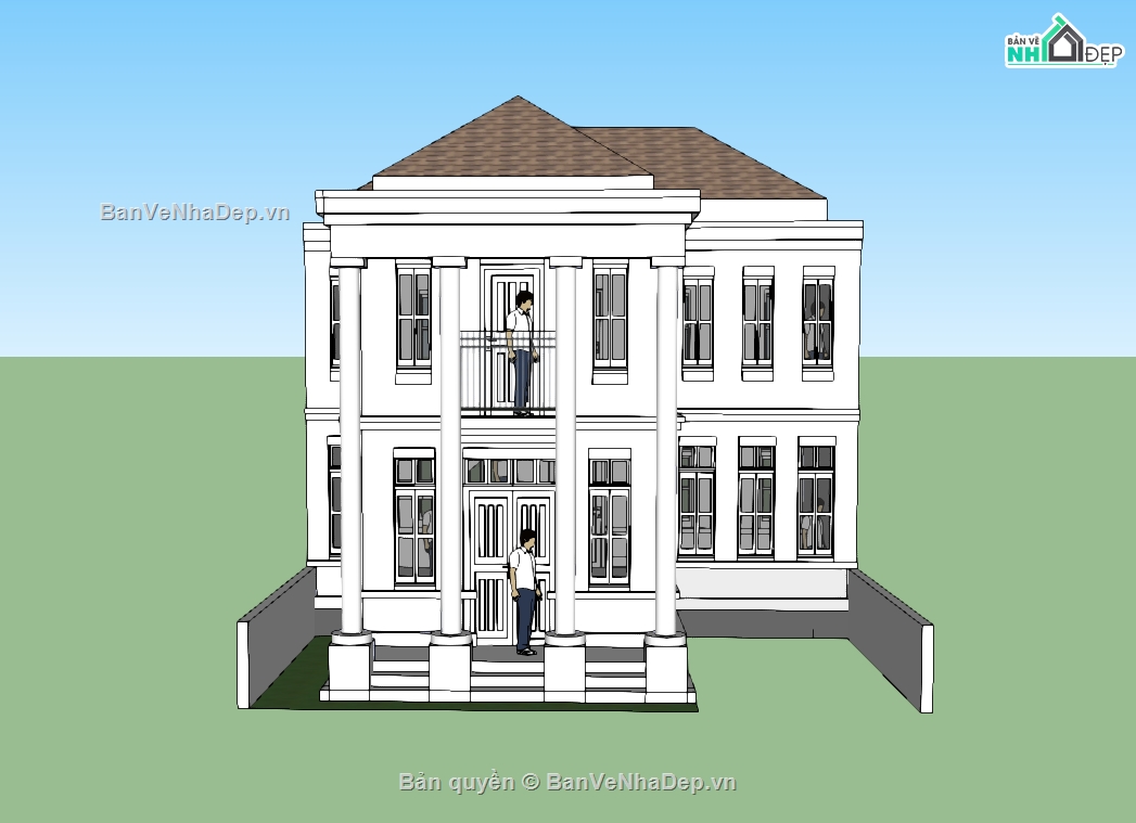 su biệt thự,sketchup biệt thự,su biệt thự 2 tầng